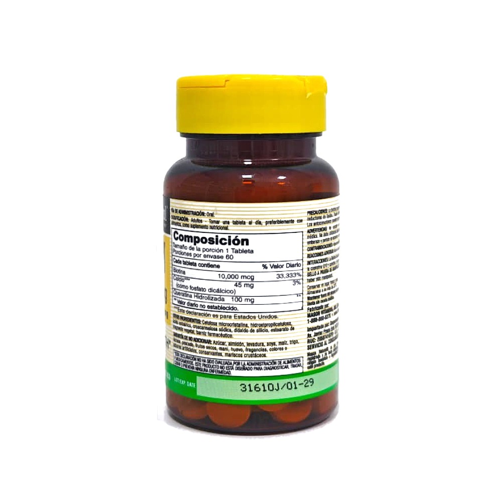Biotina 10000 mcg Mason Natural glucofarma